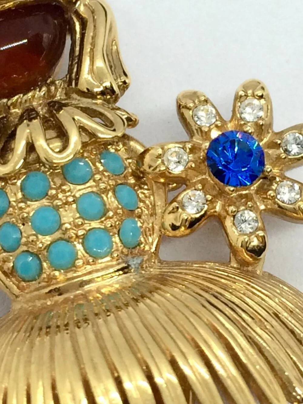 VINTAGE JBK BROOCH Ballerina Camrose Cross Figural Rhinestone Gold Tone